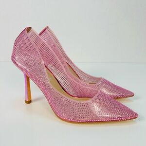 Office London Halsey High Heels Embellished Vinyl Courts Women's 6.5 Pointed Toe